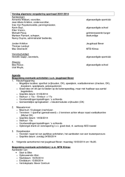 Verslag algemene vergadering sportraad 20/01/2014 Aanwezigen