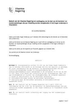Lijst van de bachelor- en masteropleidingen 2014-2015