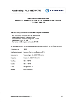 Handleiding: PAV 058015C/ML @ I. E E N sr RA