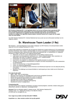 Sr. Warehouse Team Leader (1 fte)