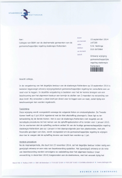 Brief Stadsregio Rotterdam d.d. 15 september 2014