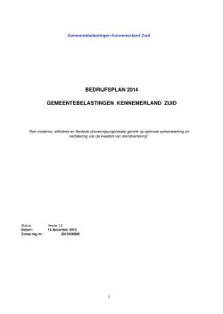 1. Bedrijfsplan GBKZ 2014 - Gemeente Haarlemmerliede en