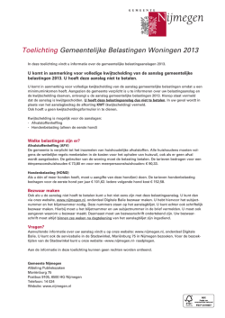 Toelichting Gemeentelijke Belastingen Woningen 2013