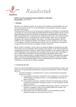 2. Raadsstuk: Invoering duurzaam afvalbeheer