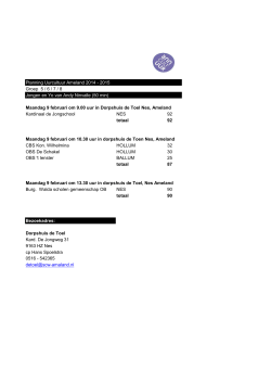 Planning Uurcultuur Ameland 2014 - 2015 Groep 5 / 6