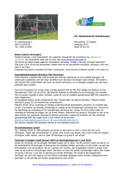 Chr. Basisschool De Schutkampen Pr. Hendrikstraat 2 Nieuwsbrief