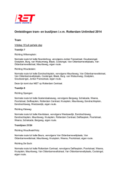 Omleidingen tram- en buslijnen i.v.m. Rotterdam Unlimited 2014