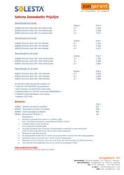 Solesta Zonneboiler Prijslijst Q3 2014