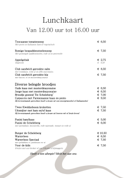 Lunchkaart - Gasterij De Scheleberg