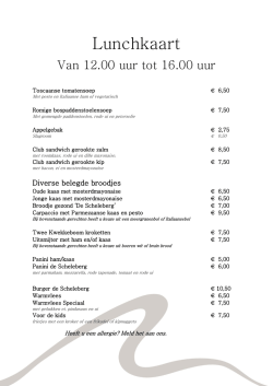 Lunchkaart - Gasterij De Scheleberg