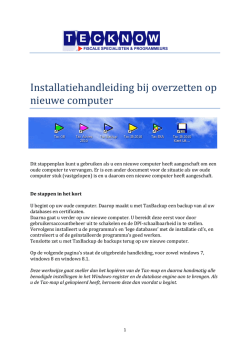Installatiehandleiding bij overzetten op nieuwe computer