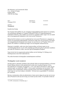 VGM NL brief aan ministerie inzake Warmtewet