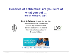 Generics of antibiotics - Cellular and Molecular Pharmacology