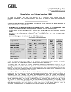 Resultaten op 30 september 2014