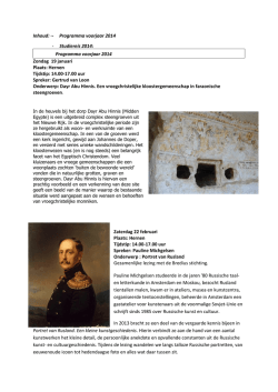 Inhoud: &middot;- Programma voorjaar 2014 - Studiereis 2014