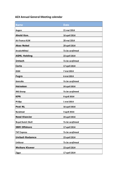 AEX Annual General Meeting calendar