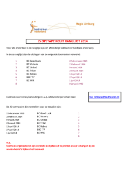 J5 ranglijst 2014