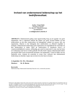 Invloed van ondernemend leiderschap op het bedrijfsresultaat.