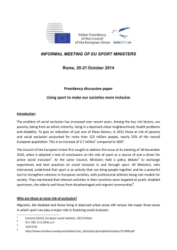 INFORMAL MEETING OF EU SPORT MINISTERS Rome, 20‐21