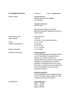 Heemhof Holland B.V., verslag 9, 7 augustus 2014
