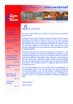 GymTeam Nieuwsbrief jaargang 2 - nummer 1