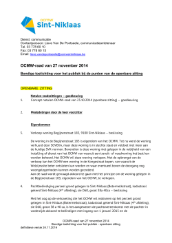 OCMW-raad van 27 november 2014 - OCMW Sint