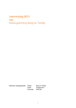 VHV verslag 2013 - Woningstichting Berg en Terblijt