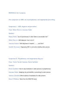 PROPOSAL for 2 symposia: One symposium on ADR