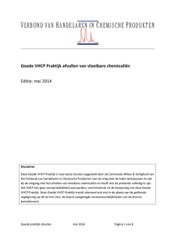 Goede VHCP Praktijk afvullen van vloeibare chemicaliën