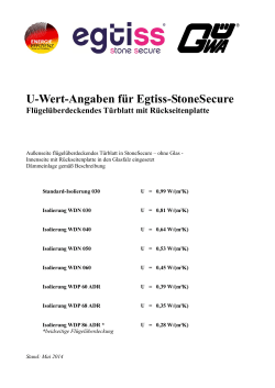 U-Wert-Angaben für Egtiss-StoneSecure Flügelüberdeckendes