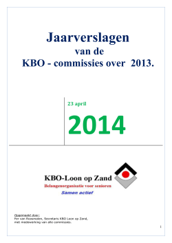Jaarverslag 2013 van het Bestuur. - KBO