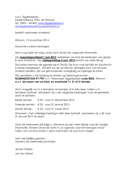 o.b.s. Tiggeldobbe, Zadelmakerij 6, 9951 JM Winsum tel.: 0595