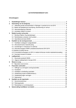 I ACTIVITEITENOVERZICHT 2014 Inhoudsopgave 1