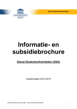 de subsidiebrochure 2014-2015 - Dienst StudentenActiviteiten