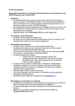 Poster presentaties: Belangrijke informatie en voorwaarden