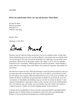 Brief van oud-premier Dries van Agt aan premier Mark Rutte