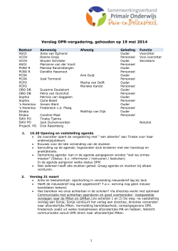 Verslag OPR-vergadering, gehouden op 19 mei 2014