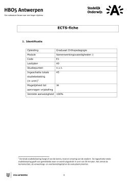 ECTS-fiche - Stedelijk Onderwijs