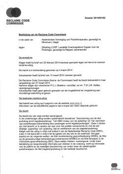 RECLAME CODE COMMISSIE - Nederlandse Vereniging van