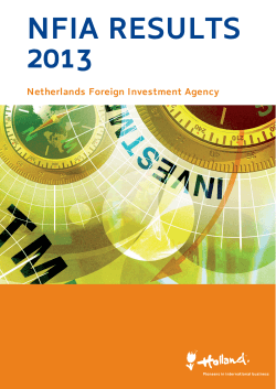 NFIA RESULTS 2013 - Netherlands Foreign Investment Agency