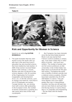 Risk and Opportunity for Women in Science