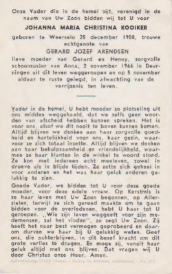 JOHANNA MARIA CHRISTINA KOOIKER geboren te