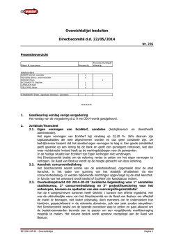 Overzichtslijst besluiten Directiecomité d.d. 22/05/2014