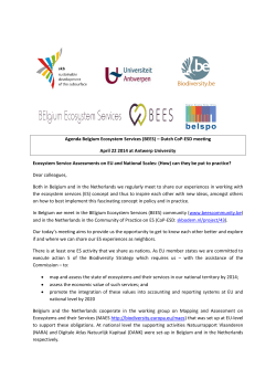 Agenda Belgium Ecosystem Services (BEES) – Dutch CoP