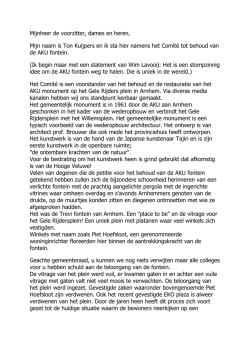 Inspreektekst dhr. T. Kuijpers namens het Comit tot