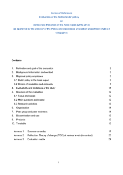 IOB - terms of reference evaluation of Dutch policy
