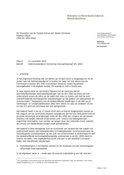 in een brief aan de Tweede Kamer