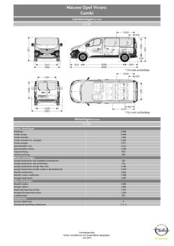 Technische Specificaties Nieuwe Vivaro Combi L1H1 2700