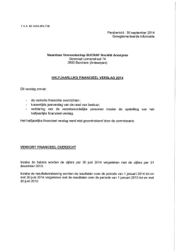 Halfjaarlijks Financieel Verslag 30/09/2014 (nl) (Pdf ~ 1,3 Mb)