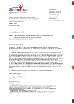 Den Haag, 2 oktober 2014 Betreft: Schriftelijke inbreng wijziging